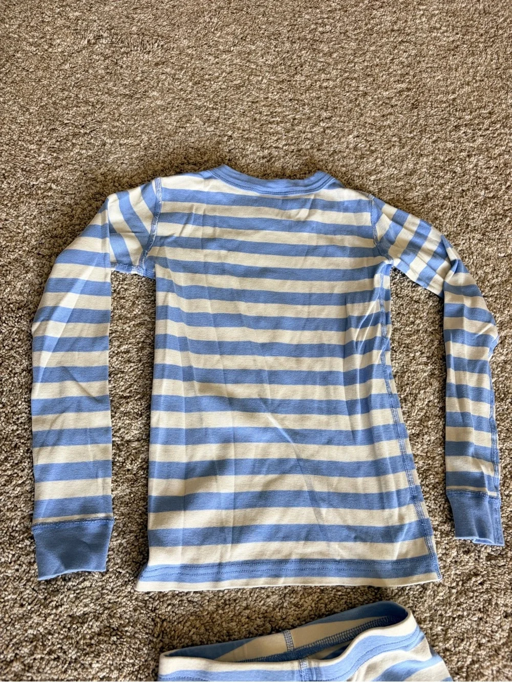 Hanna Andersson Blue and Cream Striped Kids Pajama Set